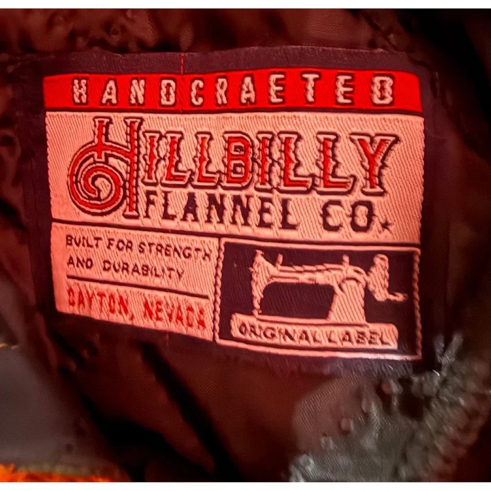 Hillbilly Flannel Co. Men NA Hooded Lined Orange Zip Up Jacket‎ Pocket Tee Shirt